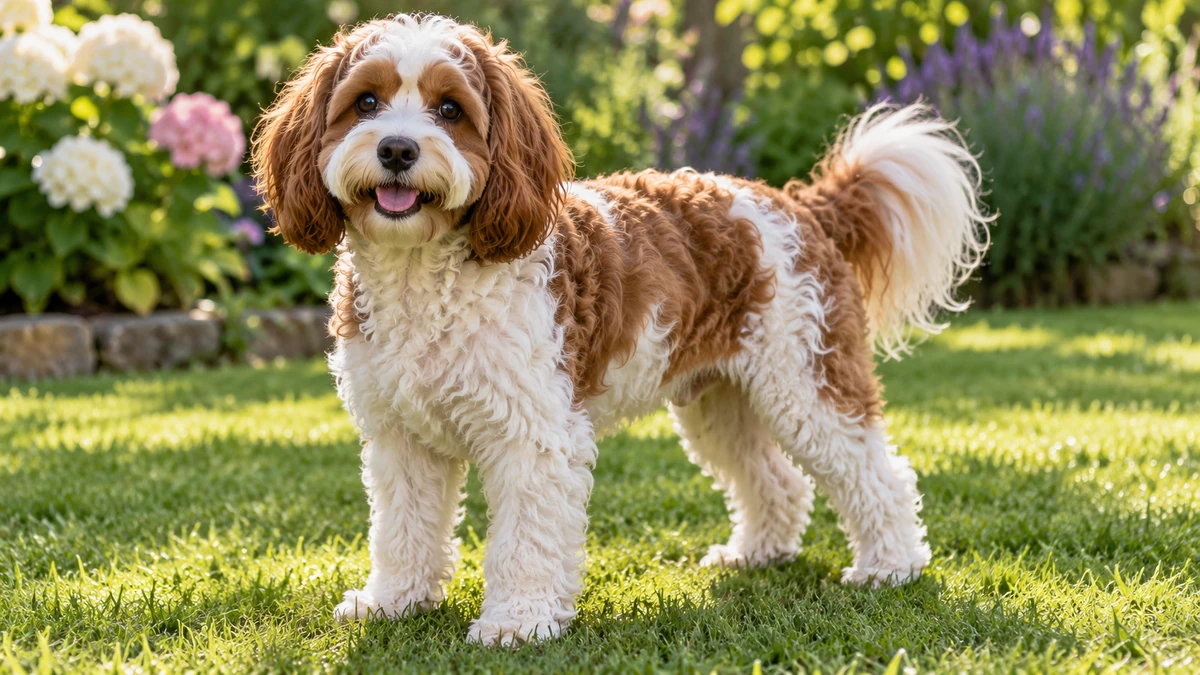 Cavapoo köpek — kızıl-beyaz (blenheim tarzı) renk