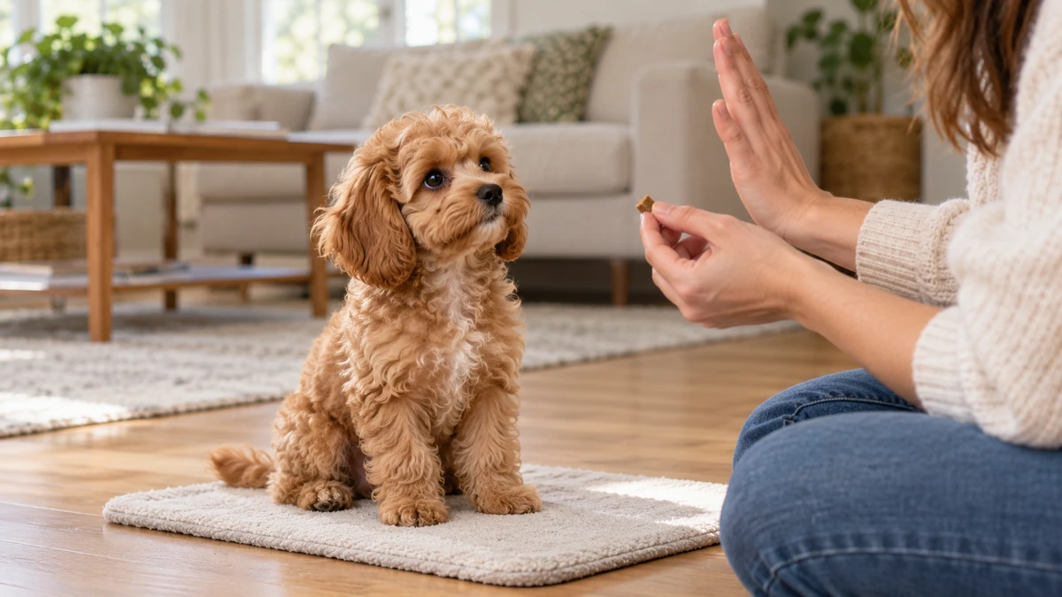Cavapoo yavru köpek — komut ve eğitim
