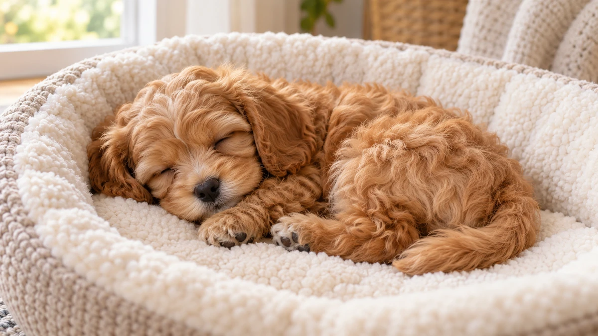 Cavapoo ilan — uyuyan Cavapoo yavru ilan fotoğrafı